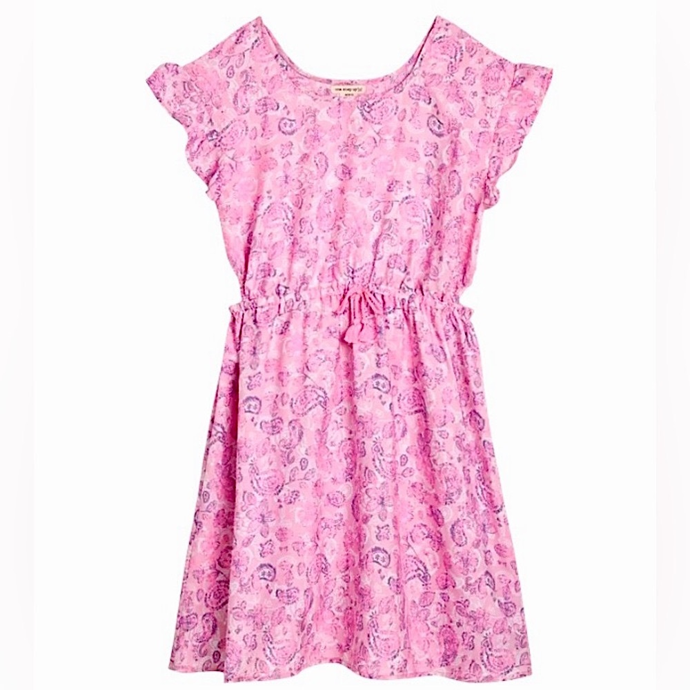 Girls Size 7/8 Dress Lightweight Short Sleeve Boho Sundress NEW Pink Paisley